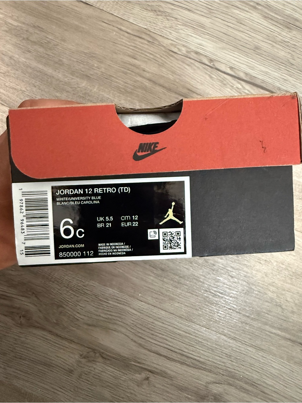 Nike Jordan 12 Retro Toddler Shoe Box - White/University Blue